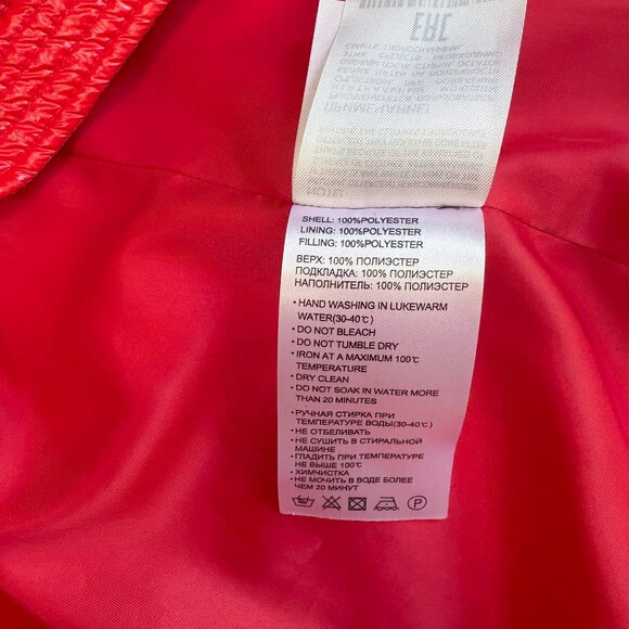 ZIAI Wet Look Red Puffer Hooded Jacket Coat Detachable Faux Fur Trim Size M - Picture 12 of 16